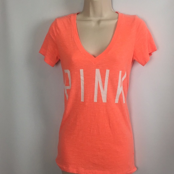 PINK Victoria's Secret Tops - Victoria Secret Pink Burn Out Tee XS Orange